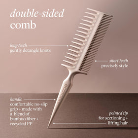 EcoTools Double-Sided Hair Comb showing pointed tip for sectioning