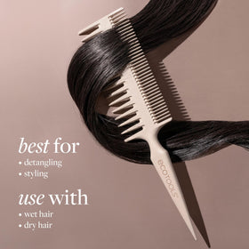 EcoTools Double-Sided Hair Comb side view with no-slip grip handle