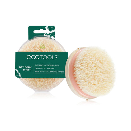 EcoTools Dry Body Brush front view with bamboo handle
