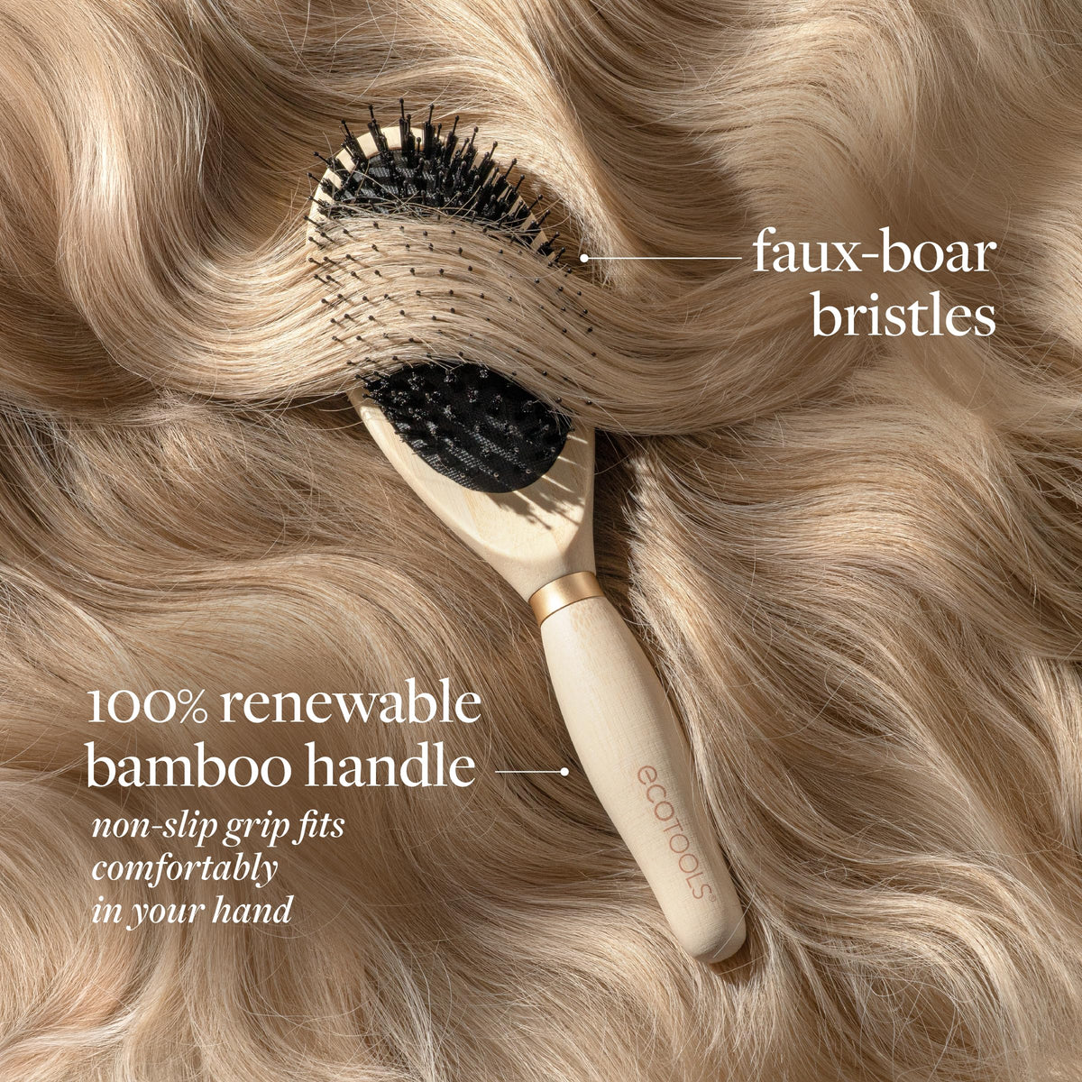 EcoTools Dual Bristle Hair Brush showing faux boar and nylon bristles