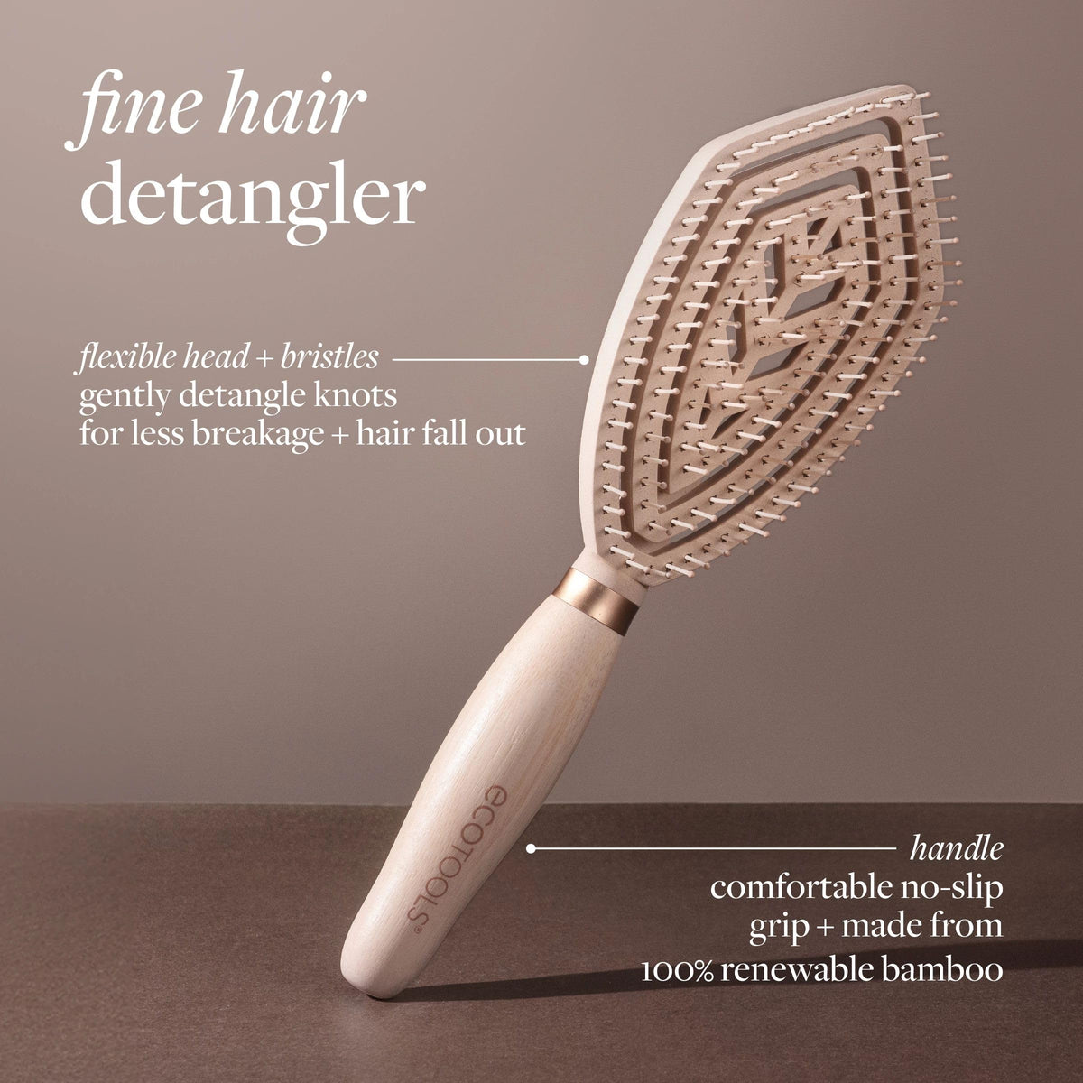 EcoTools Fine Hair Detangler Brush flexible bristles close-up