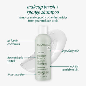 EcoTools Makeup Brush Cleanser 16 Fl Oz with brush and sponge
