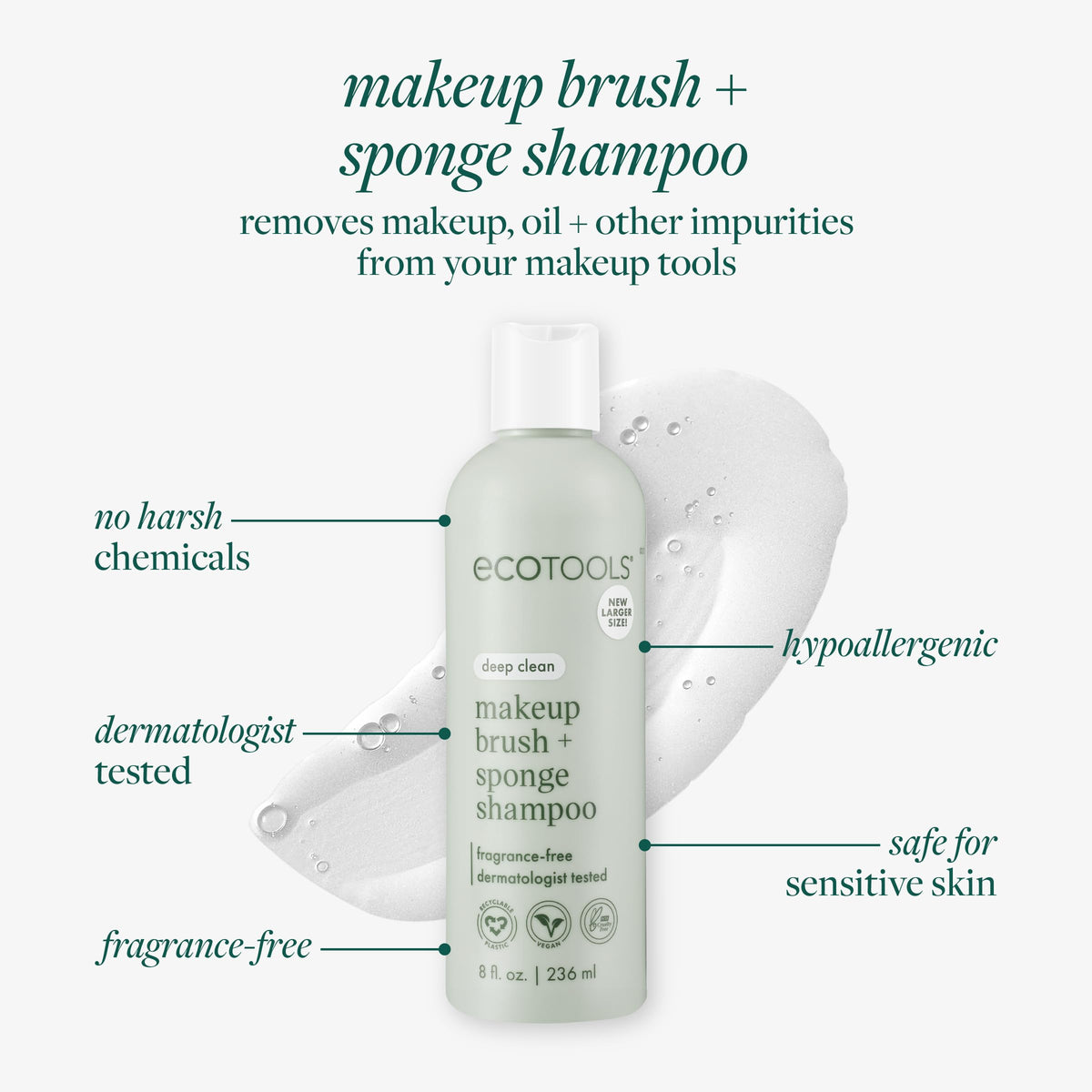 EcoTools Makeup Brush Cleanser 8 Fl Oz side view