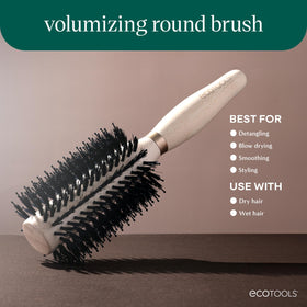 EcoTools Volumizing Round Brush in lifestyle scene during blow-drying