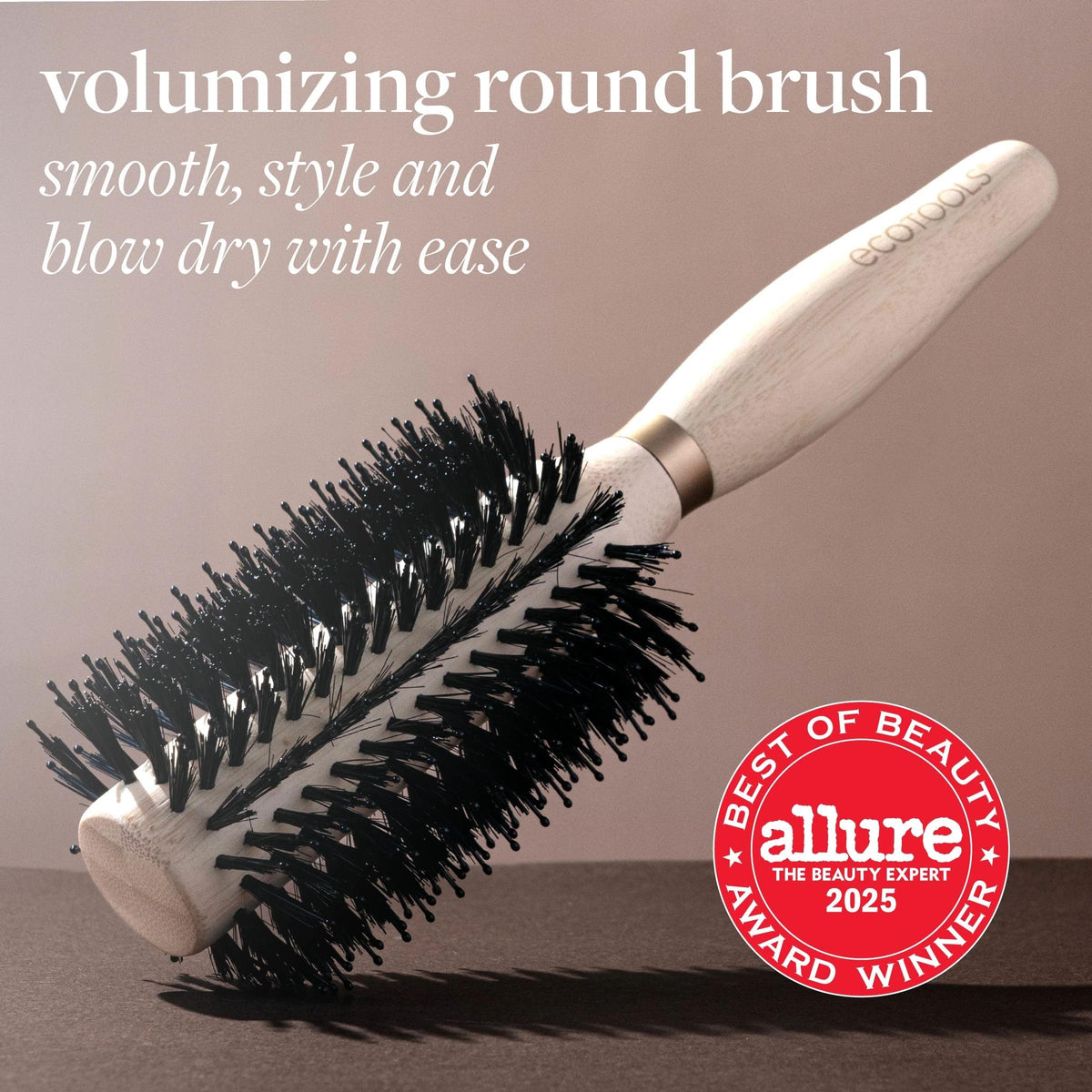 EcoTools Volumizing Round Brush showing soft boar bristles