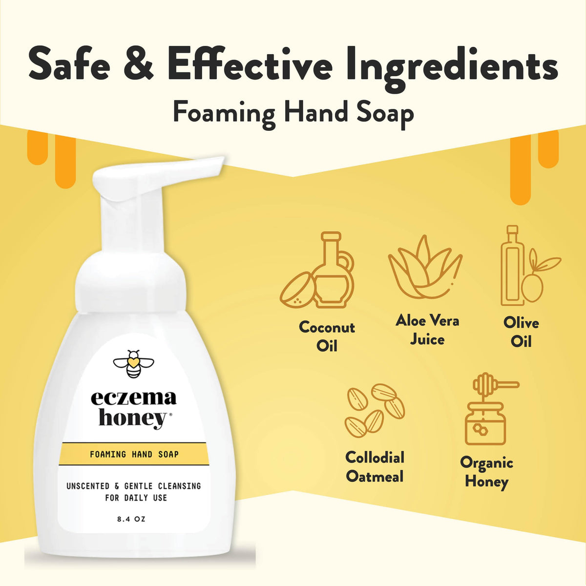 ECZEMA HONEY Gentle Foaming Hand Soap bottle side view