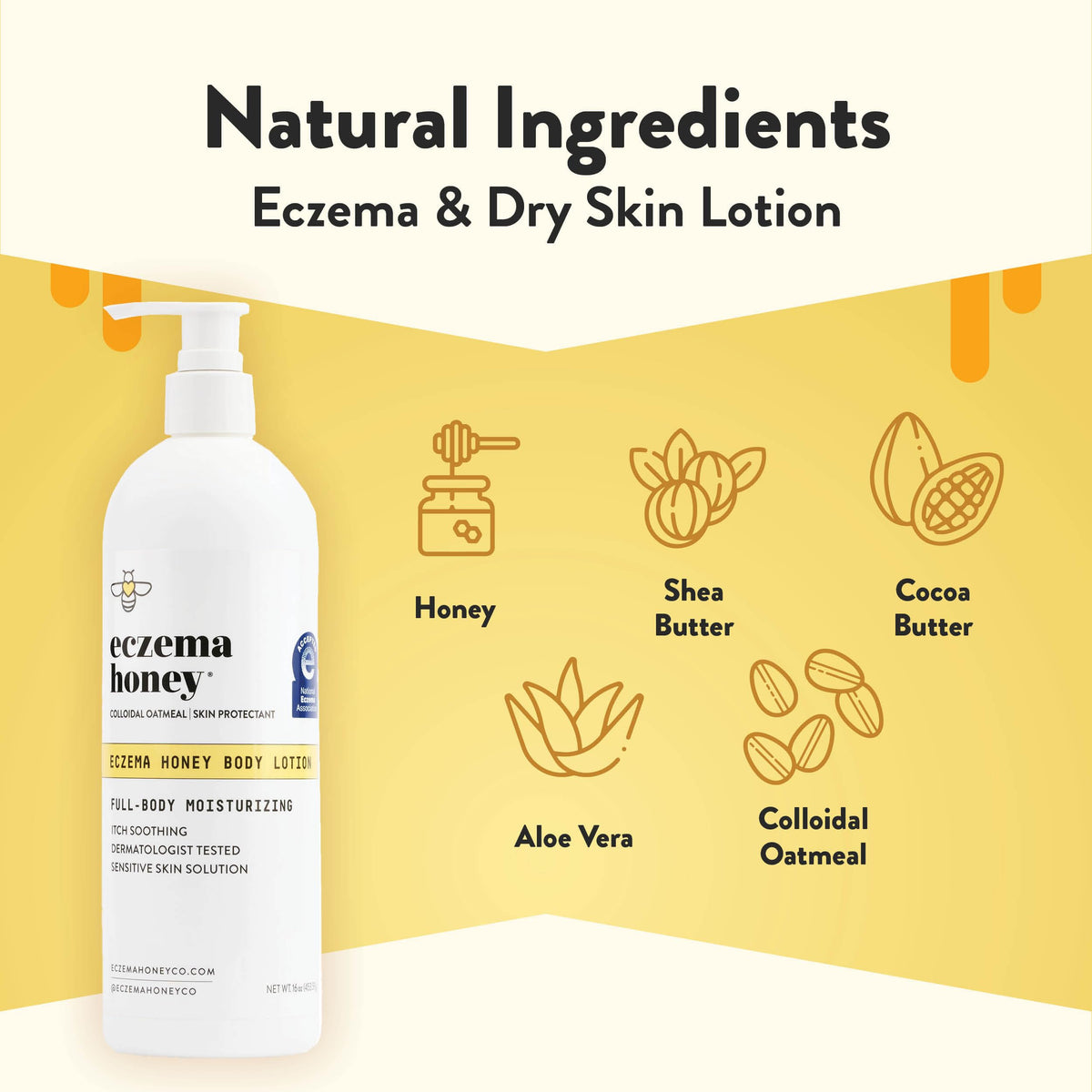ECZEMA HONEY Oatmeal Body Lotion 16 Oz back view