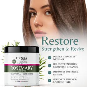 EDENIKA BOTANICALS Rosemary Hair Mask packaging with ingredients