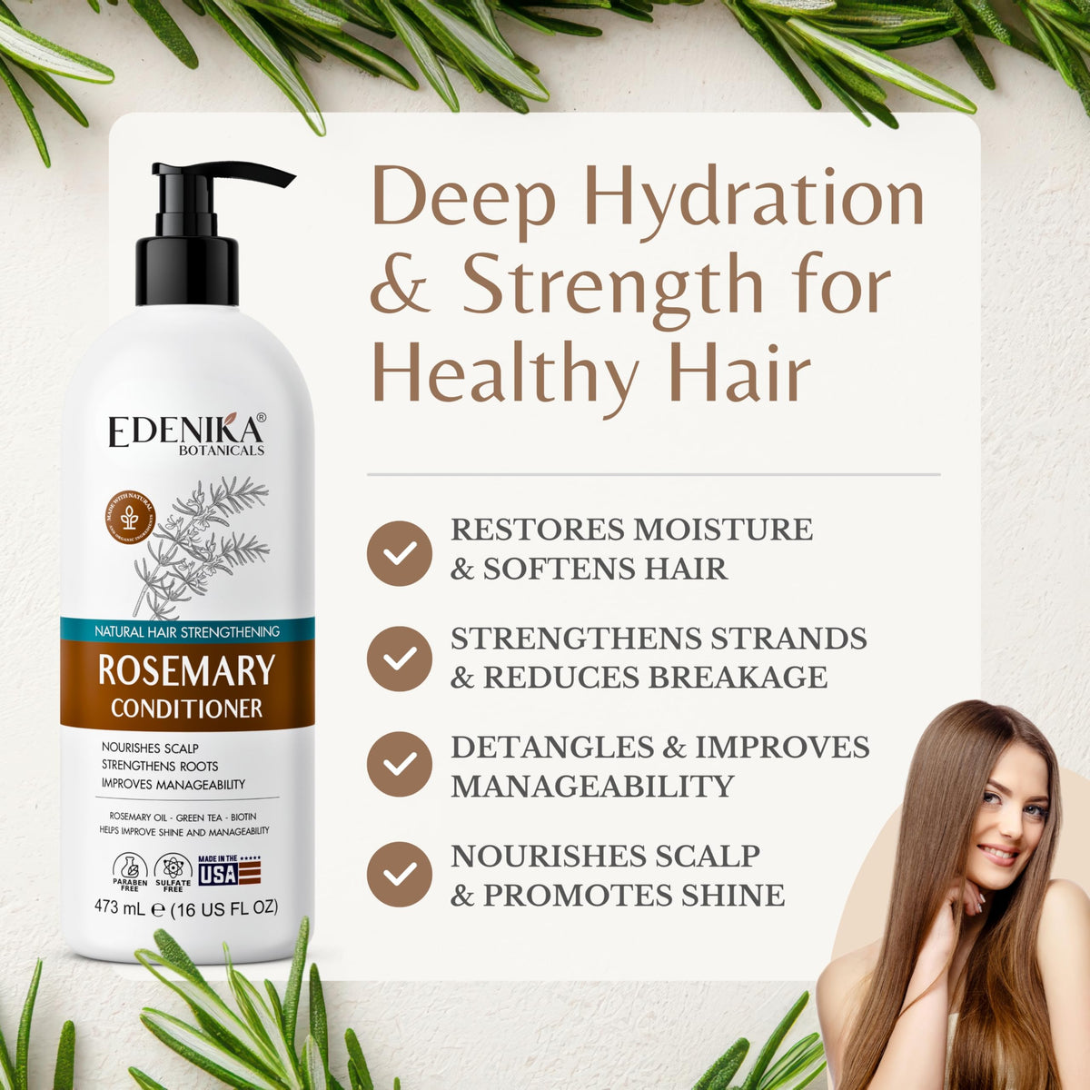 EDENIKA BOTANICALS Rosemary Oil Conditioner 16 fl oz back view