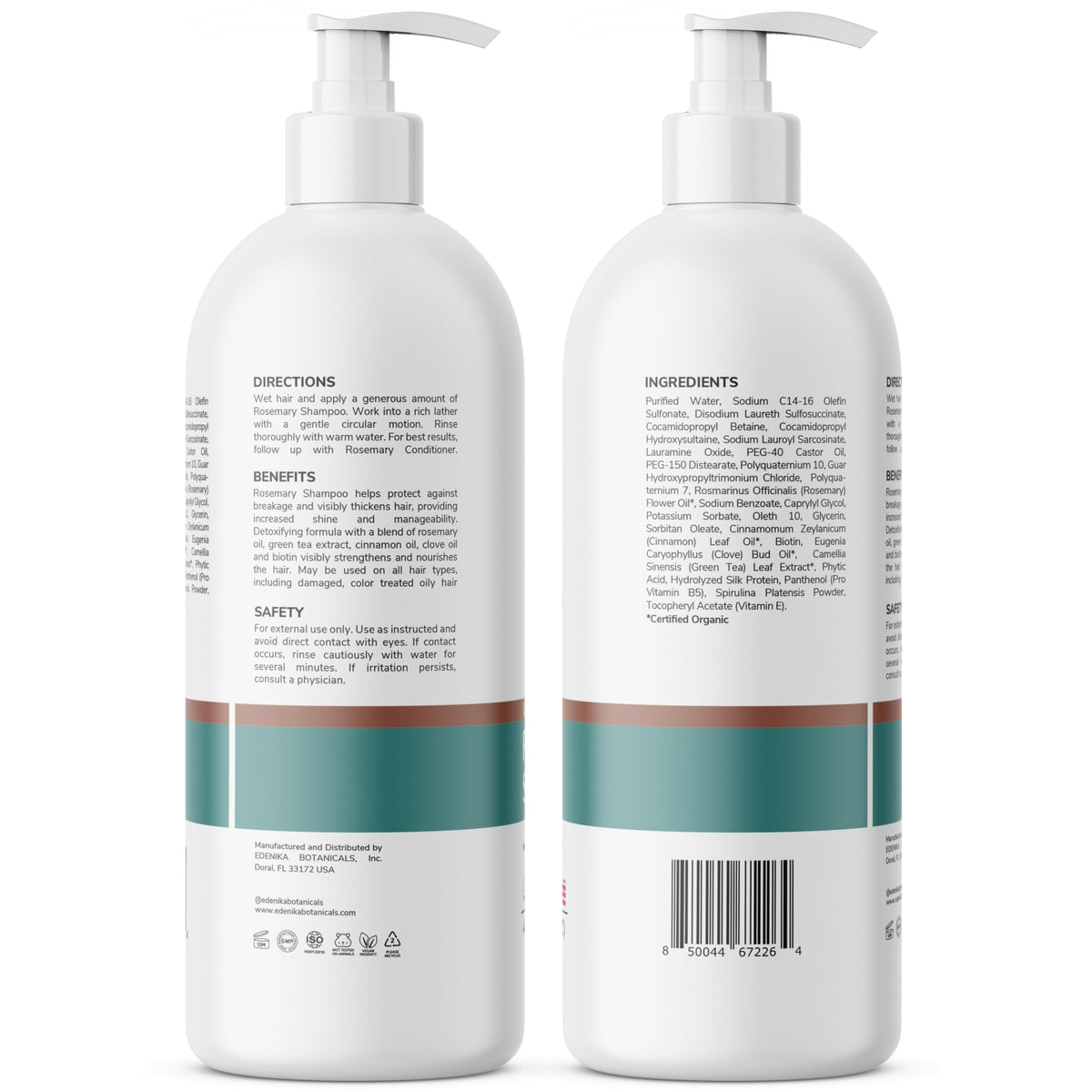 EDENIKA BOTANICALS Rosemary Oil Shampoo with Biotin and green tea leaves