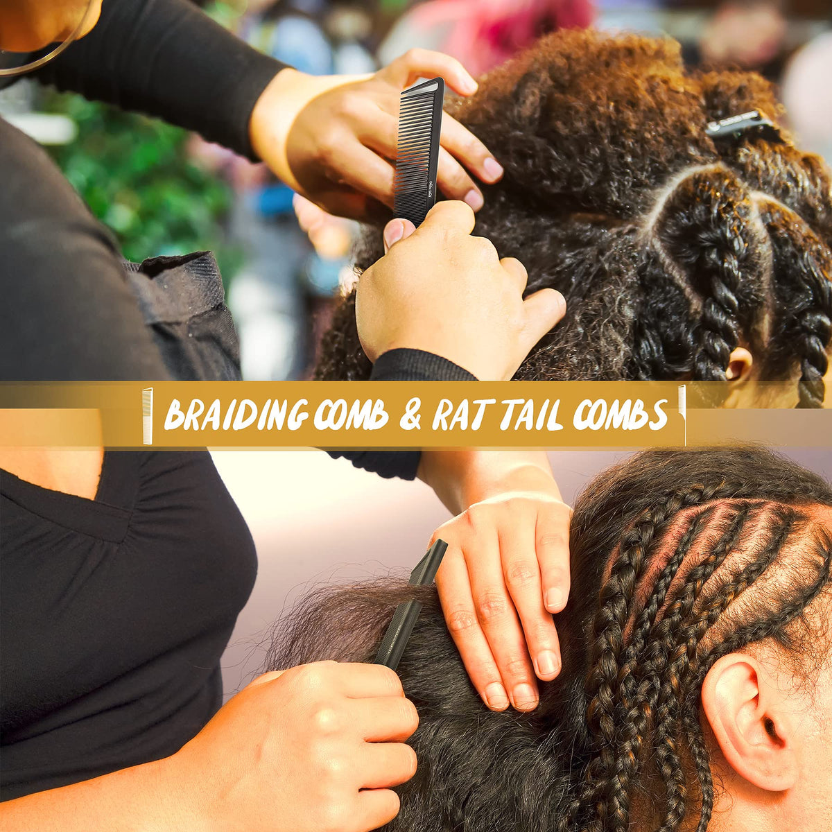 Edge control brushes included in SALON SILK comb set