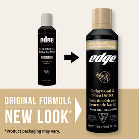 Edge Shave Gel packaging showing Cedarwood scent
