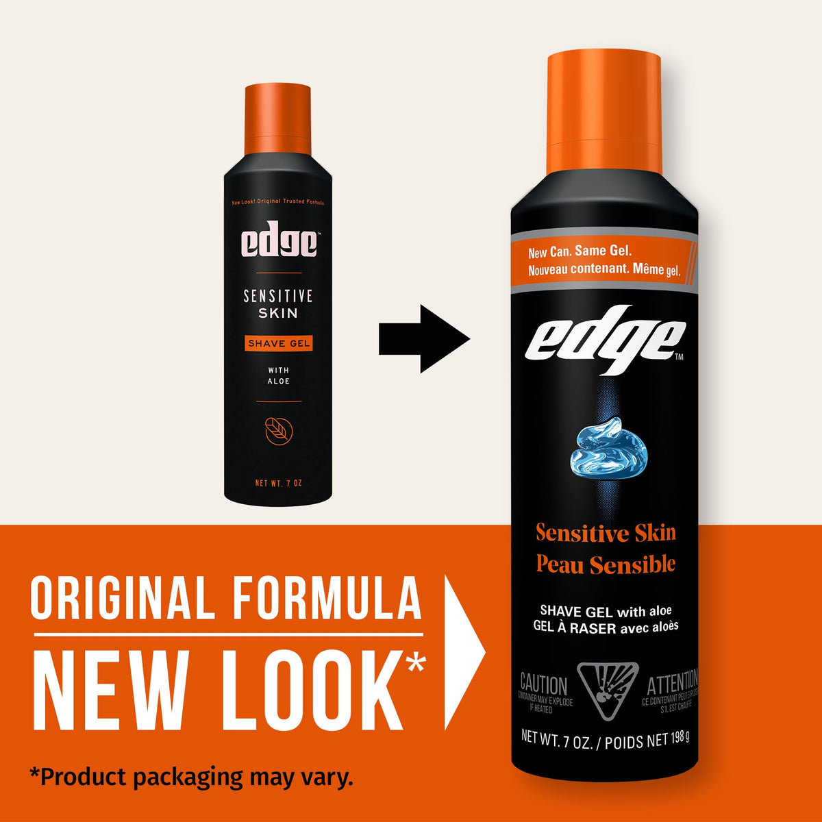 Edge Shaving Gel packaging with ingredients list