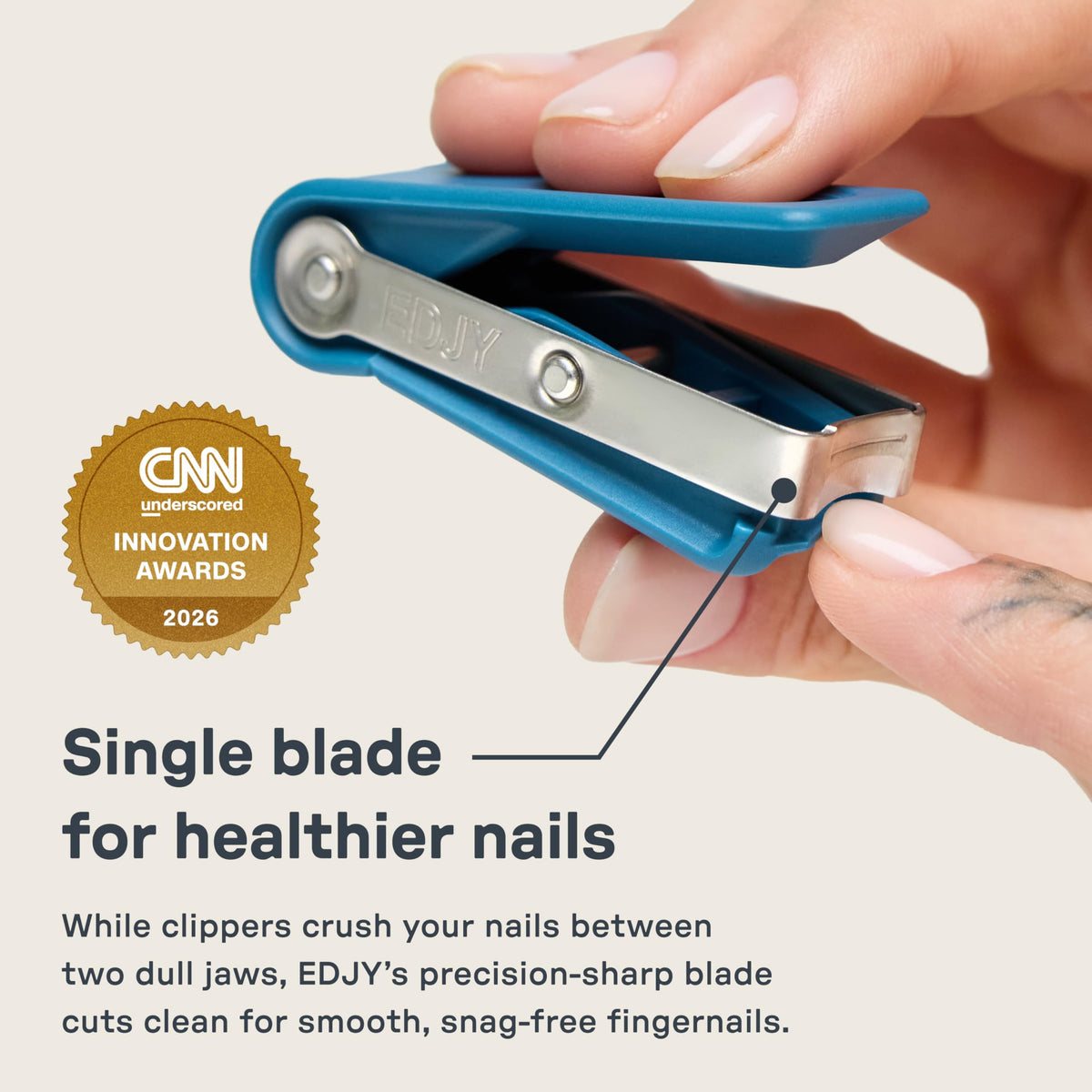 EDJY Fingernail Cutter showing ergonomic design