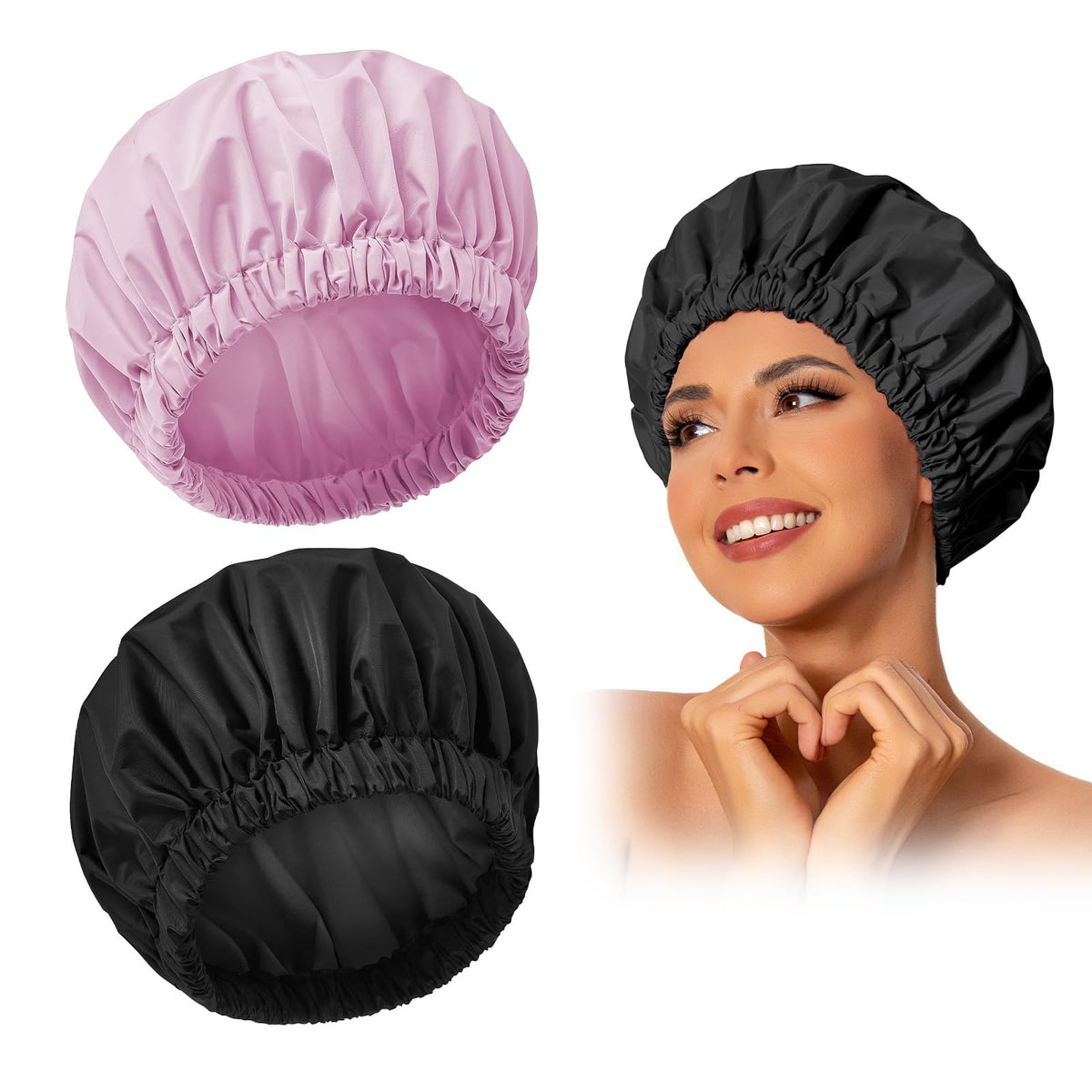 Edoneery reusable waterproof shower cap front view