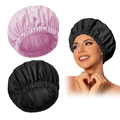 Edoneery reusable waterproof shower cap front view