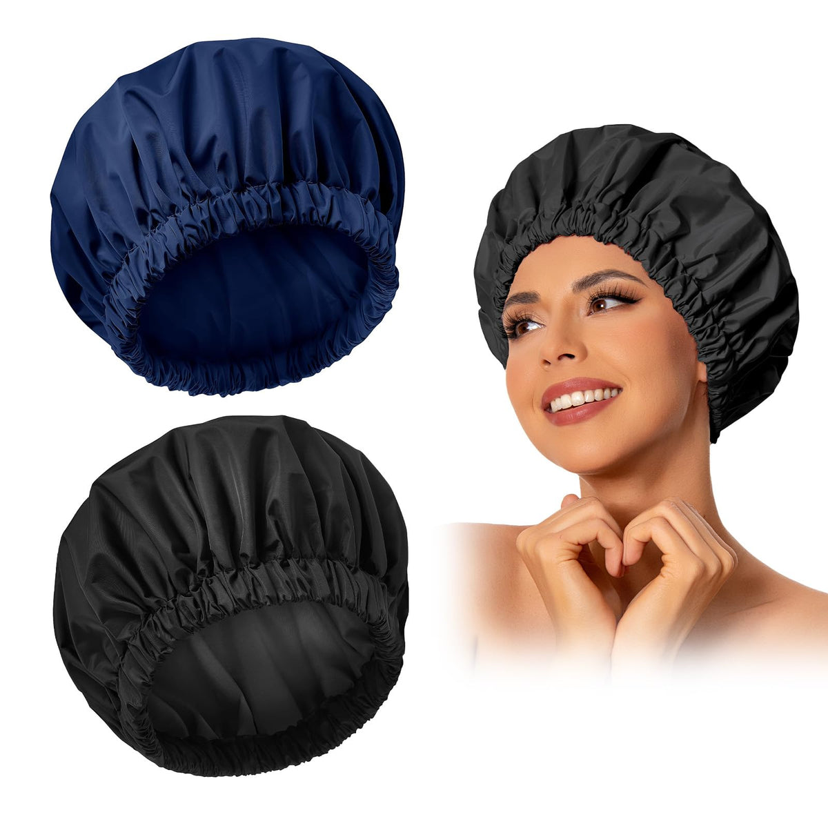 Edoneery reusable waterproof shower cap front view