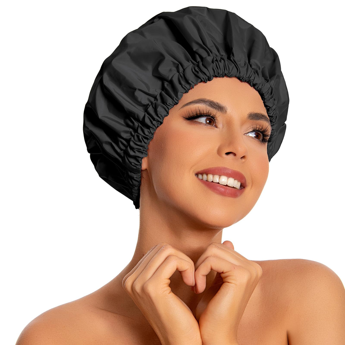 Edoneery reusable waterproof shower cap front view