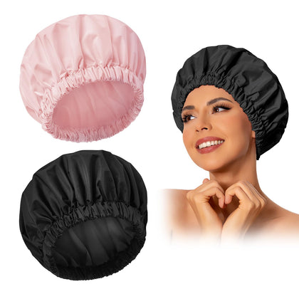 Edoneery reusable waterproof shower cap in solid colour front view