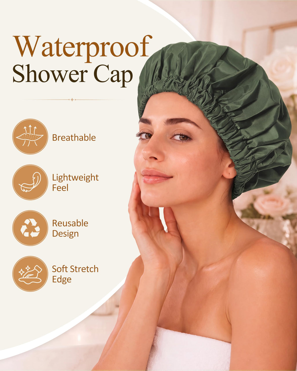 Edoneery Shower Cap folded in a toiletry bag