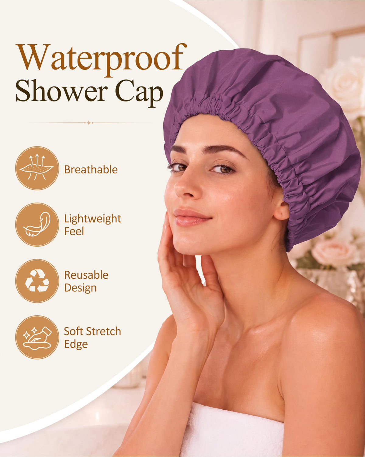 Edoneery Shower Cap folded in a toiletry bag