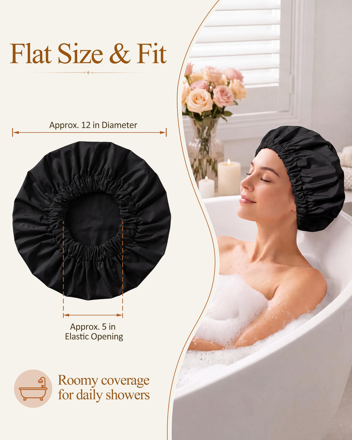 Edoneery shower cap in a toiletry bag