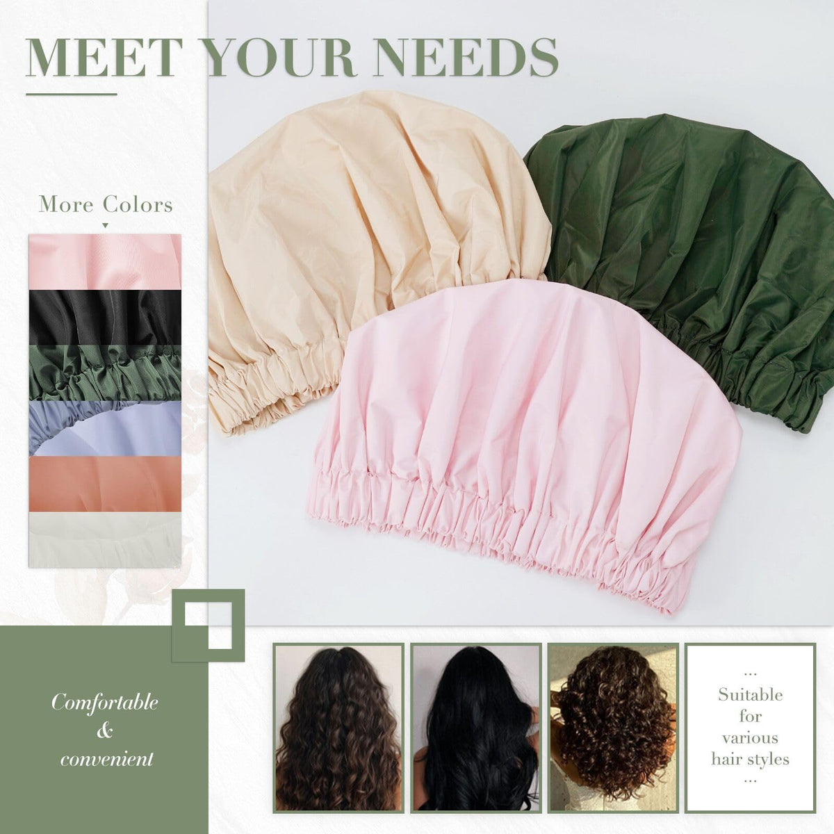 Edoneery shower cap in bathroom setting