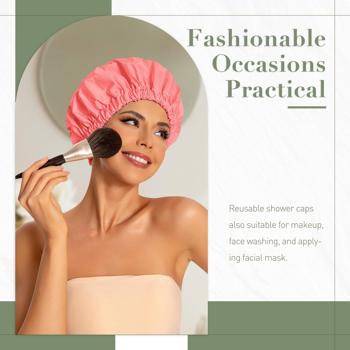 Edoneery shower cap showing elastic band and fit
