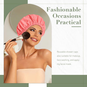 Edoneery shower cap showing elastic band and fit