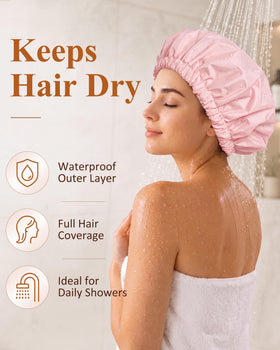 Edoneery shower cap showing the secure elastic band close-up