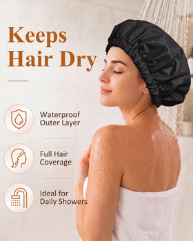 Edoneery shower cap side view with elastic band