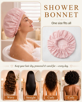 Edoneery shower cap stored in a toiletry bag
