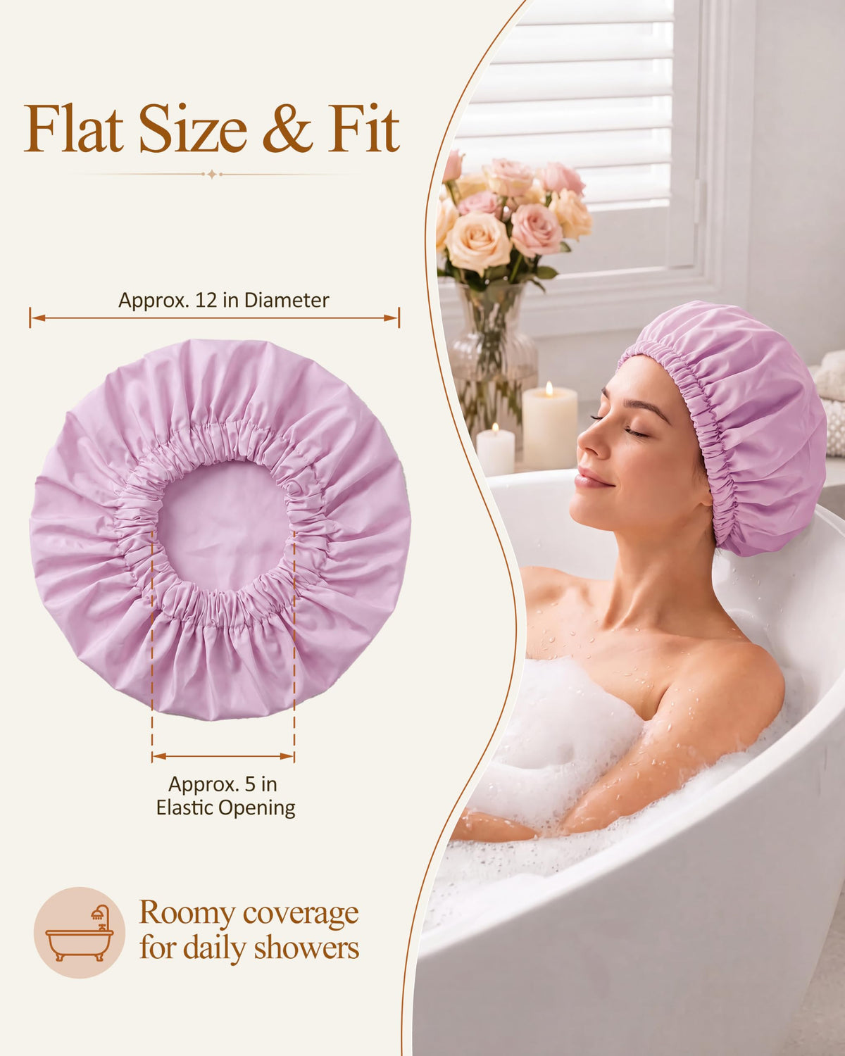 Edoneery shower cap with solid colour design on a bathroom counter