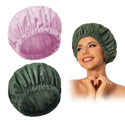 Edoneery waterproof shower cap front view in solid colour