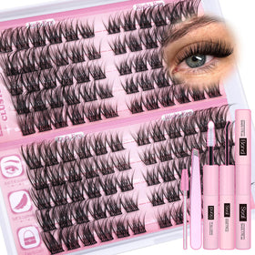 Eefofnn Lash Clusters Kit containing 120 wispy lashes and accessories