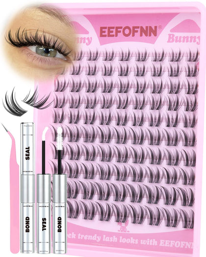 Eefofnn Lash Clusters Kit with various lash lengths displayed