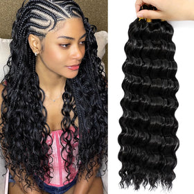EERYA Long Curly Braiding Hair 16 Inch Ocean Wave front view