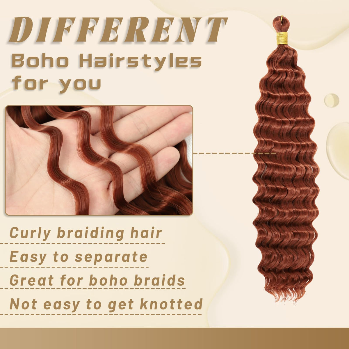 EERYA Long Curly Braiding Hair 18 Inch close-up of curls