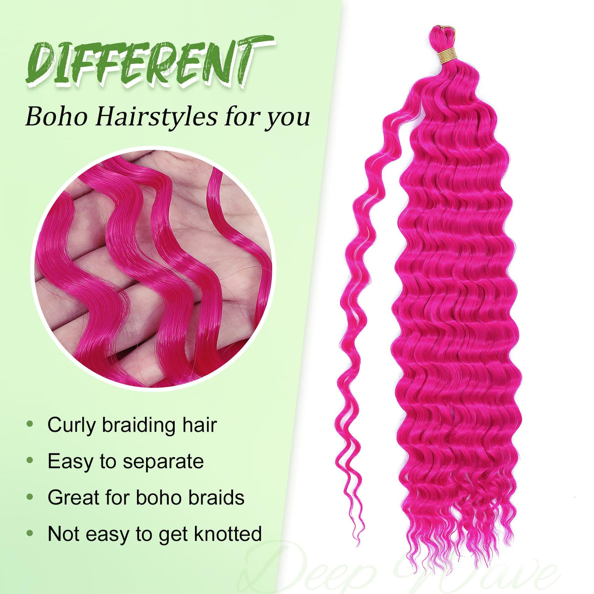 EERYA Long Curly Braiding Hair 18 Inch close-up of texture