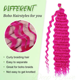 EERYA Long Curly Braiding Hair 18 Inch close-up of texture