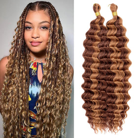 EERYA Long Curly Braiding Hair 18 Inch Deep Ocean Wave front view