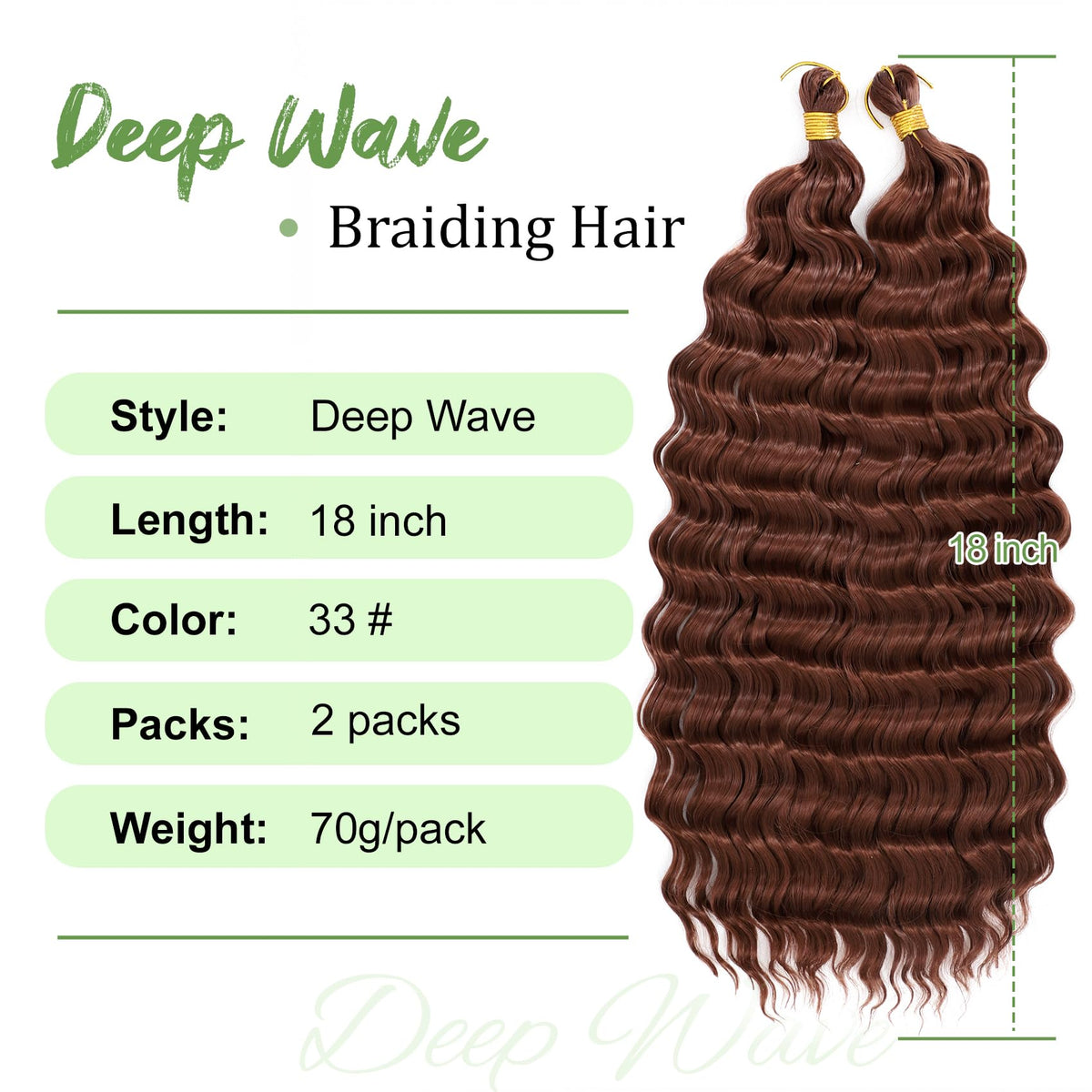 EERYA Long Curly Braiding Hair 18 Inch Deep Ocean Wave packaging