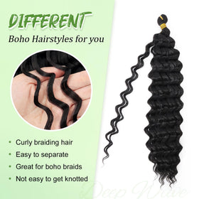 EERYA Long Curly Braiding Hair 18 Inch deep wave texture