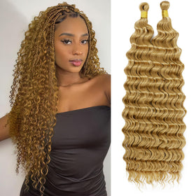 EERYA Long Curly Braiding Hair 18 Inch Honey Blonde front view