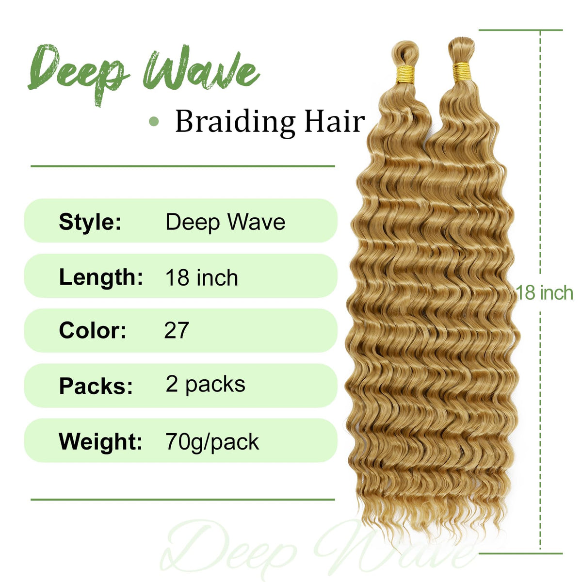 EERYA Long Curly Braiding Hair 18 Inch Honey Blonde packaging
