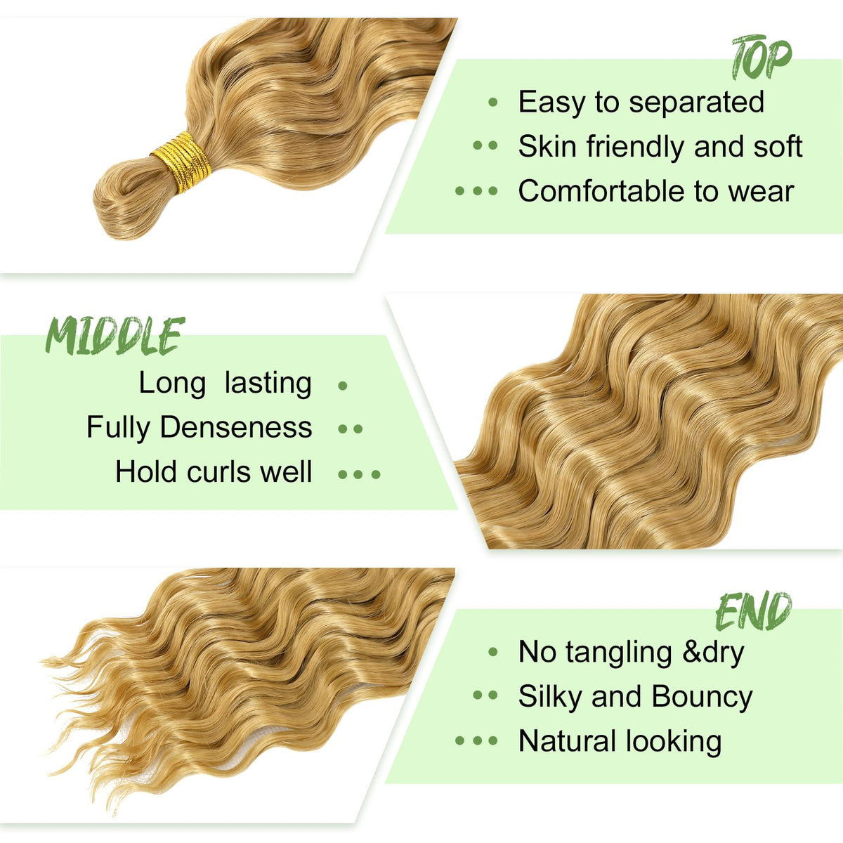 EERYA Long Curly Braiding Hair 18 Inch Honey Blonde styled in boho box braids