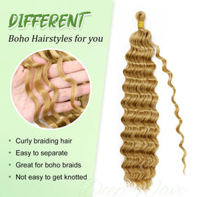 EERYA Long Curly Braiding Hair 18 Inch Honey Blonde texture close-up