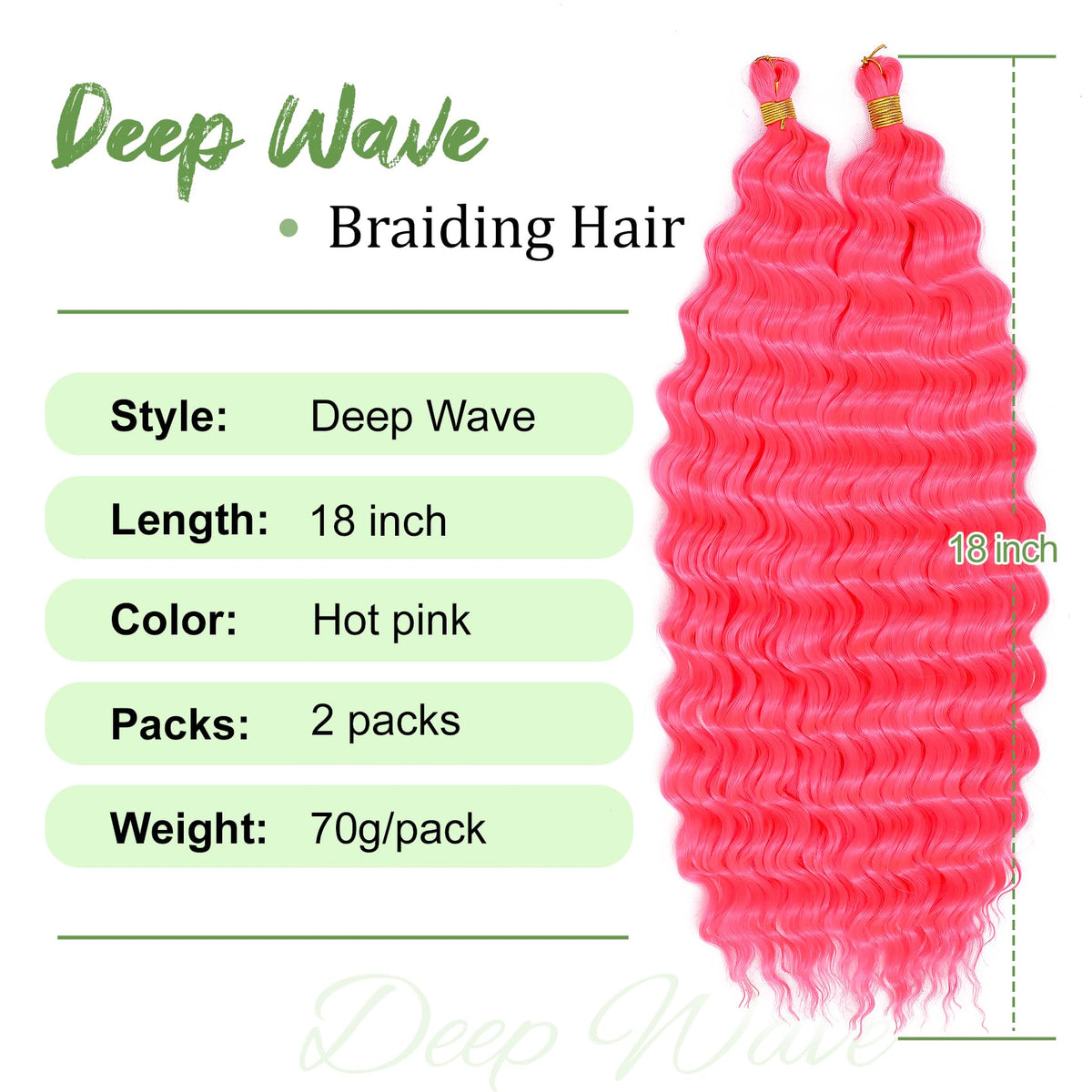EERYA Long Curly Braiding Hair 18 Inch Hot Pink packaging