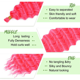 EERYA Long Curly Braiding Hair 18 Inch Hot Pink styled in boho braids
