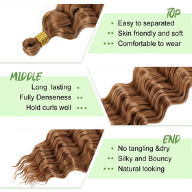 EERYA Long Curly Braiding Hair 18 Inch Ocean Wave close-up